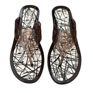 NWT BCBG Size 10 Black Jelly Sandals Slides Flip Flops